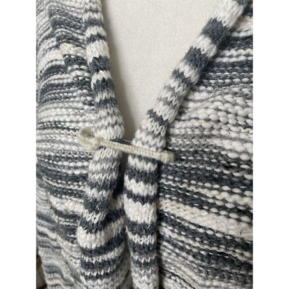 J. Jill Size L Cardigan Sweater Knit Cotton Blend Gray White Safty pin Brouch - Picture 3 of 11